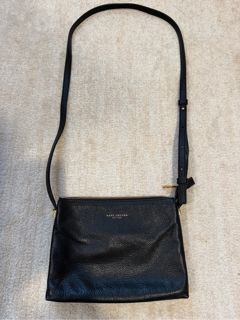 Marc Jacobs Black Pebbled Leather Crossbody with Gold Hardware